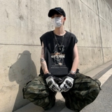 TR6875P35复古无袖T恤男士宽松潮牌背心无袖T水洗蜡染潮牌T恤夏季，男装T恤，星座510A-5