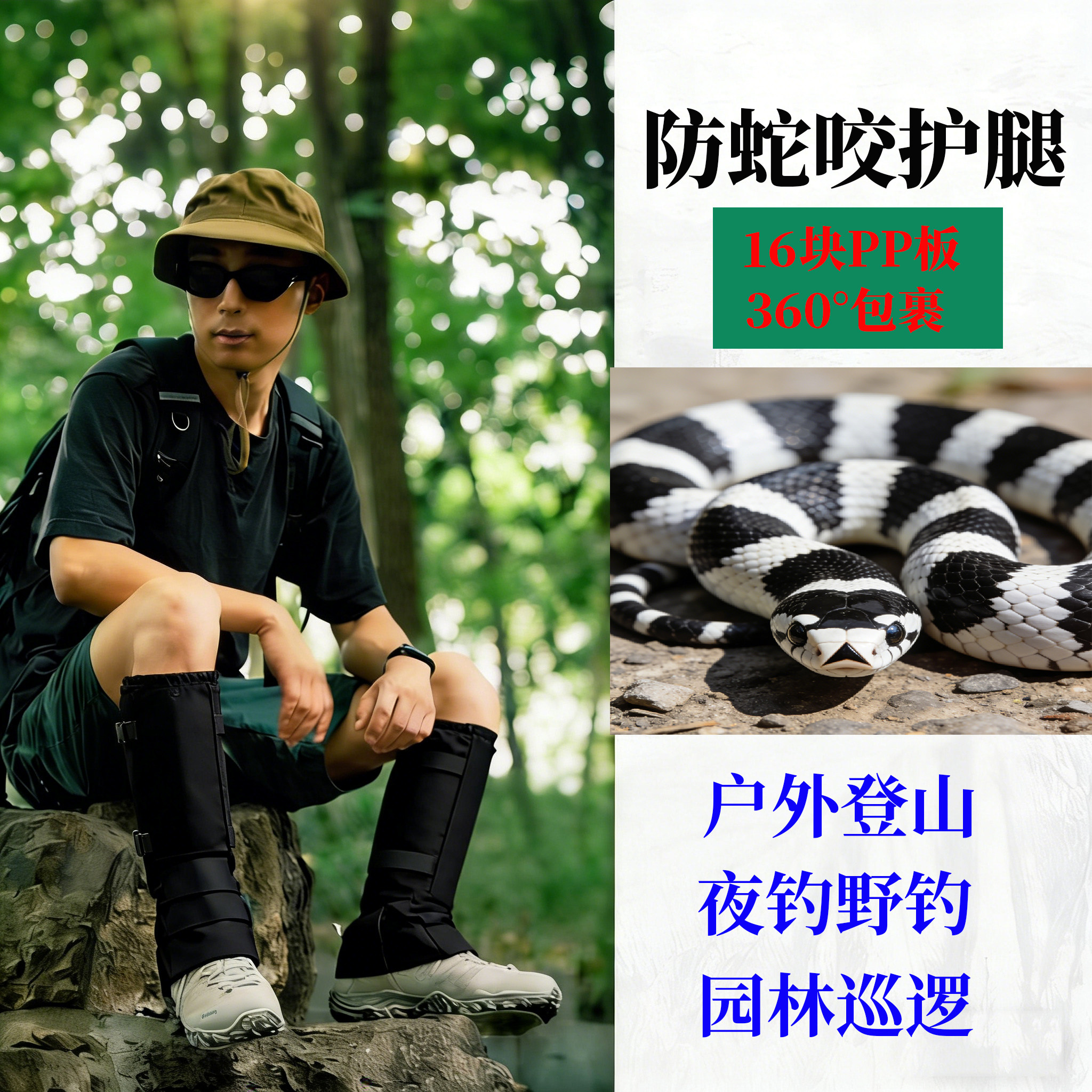 防蛇护腿脚盖绑腿脚野外丛林防咬刺穿训狗猫咬蛇场养殖户外作业PE
