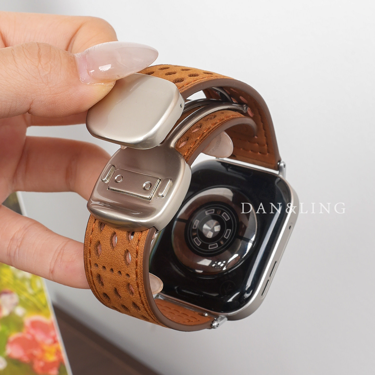 适用华为FIT4pro手表fit4表带疯马纹fit3镂空真皮圆滑磁吸扣watchFIT2腕带男士酒红女款高级感秋冬新款替换带