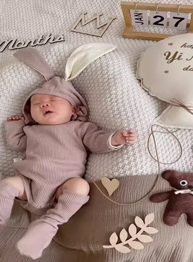 ins北欧风沙发盖毯午睡毯子针织毯毛毯宝宝周岁百日照拍照背景布