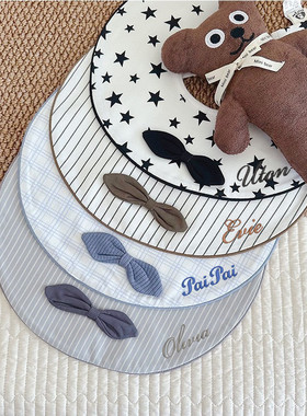 iikobaby定制名字ins风棉质婴儿围嘴宝宝口水巾绅士领结围兜男宝