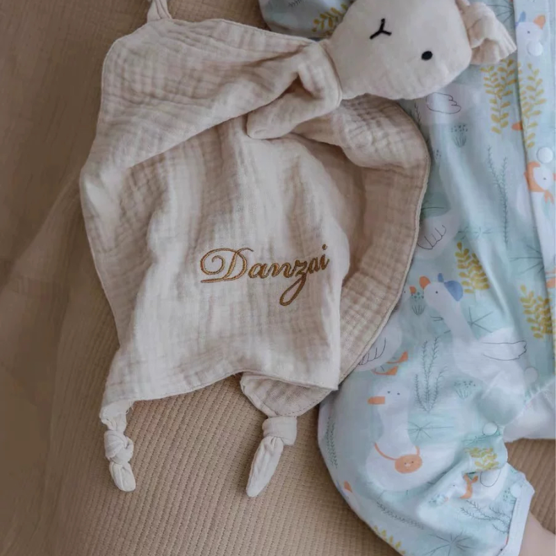 iikobaby 定制名字 婴儿安抚巾纯棉纱布睡觉玩偶阿贝贝手帕宝宝