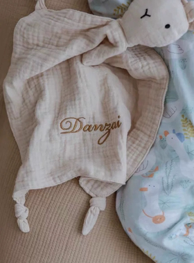 iikobaby 定制名字 婴儿安抚巾纯棉纱布睡觉玩偶阿贝贝手帕宝宝