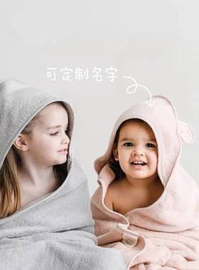 iikobaby 定制名字 卡通儿童毛巾浴巾纯棉斗篷洗澡吸水宝宝婴儿
