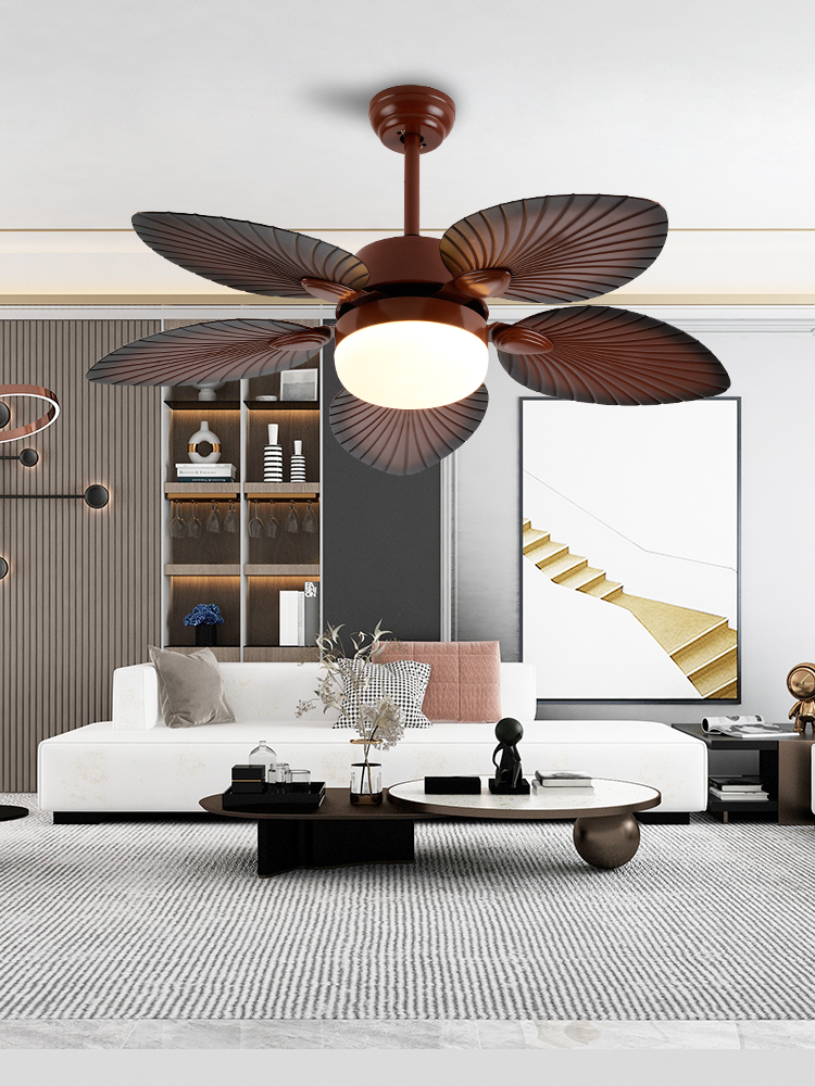 宸居中式覆古风扇灯芭蕉叶客厅电风扇吊灯卧室静音古典家用吊扇灯