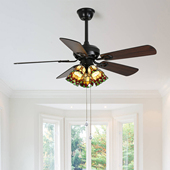 宸居蒂凡尼覆古风扇灯饭厅家用中古客厅电风扇吊灯卧室变频吊扇灯