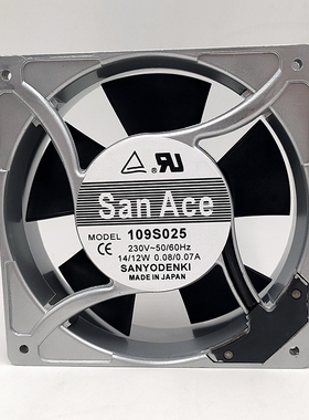 Sanyo/三洋 12cm 12038 109S025 230V 14/12W 金属 机柜散热风扇