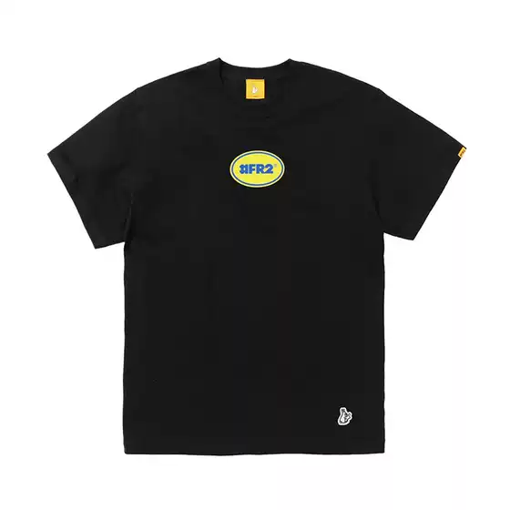 # Fr2 Oval Logo Summer New Trendy Versatile Round Neck Pure Cotton Black and White Short Sleeve T-Shirt Couple Outfit Long Sleeve