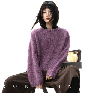 绒汀/定制花纱【梦幻雪绒衫】山羊绒拉绒拉毛+绵羊毛氛围感针织衫