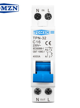 TOMZN TPN-32小型断路器1P+N 6A 10A 16A 20A 25A 32A MCB