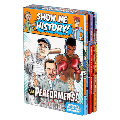 英文原版 Show Me History! Performers Boxed Set 美国名人科普 精装漫画3册盒装 贝比鲁斯、穆罕默德阿里、华特迪士尼 英文版