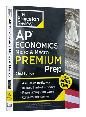 英文原版 Princeton Review AP Economics Micro & Macro Premium Prep 普林斯顿评论AP经济学宏观微观 增值版 含线上题库第22版