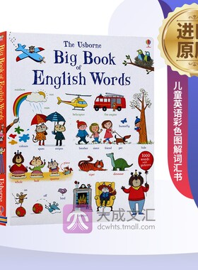 Usborne Big Book of English Words 英文原版 1000个英语单词大书 纸板书 儿童英语彩色图解词汇书 英文版进口原版书籍