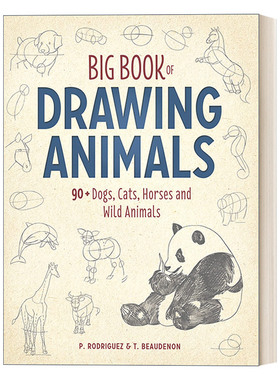 英文原版 Big Book of Drawing Animals 动物绘画指南 90多种狗 猫 马和野生动物 美术 Thierry Beaudenon 英文版进口英语原版书籍