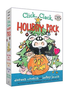 英文原版 Click Clack Holiday Pack 咔嗒 咔嗒 嘻哈农场的节日4册盒装 精装图画书 凯迪克奖得主朵琳·克罗宁 进口英语原版书籍