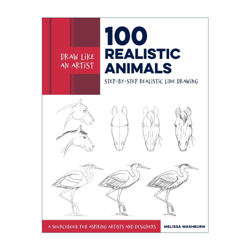英文原版 Draw Like an Artist 100 Realistic Animals 像艺术家一样画画 100种真实动物 英文版 进口英语原版书籍