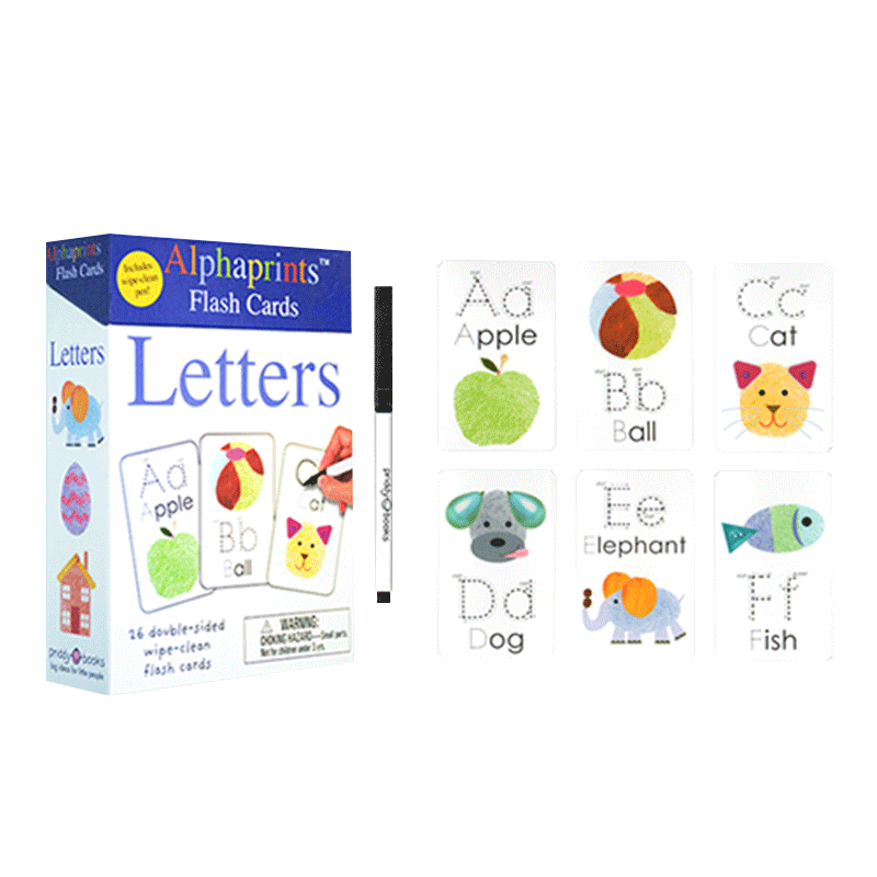 字母书写指纹活动卡片 英文原版 Alphaprints Wipe Clean Flash Cards Letters 儿童英文字母卡片 英文版进口英语书籍
