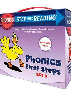 英文原版 Step into Reading Set 3 Phonics First Steps Box Set 自然拼读8册盒装套装 含家长指南 企鹅兰登经典分级读物 英文版