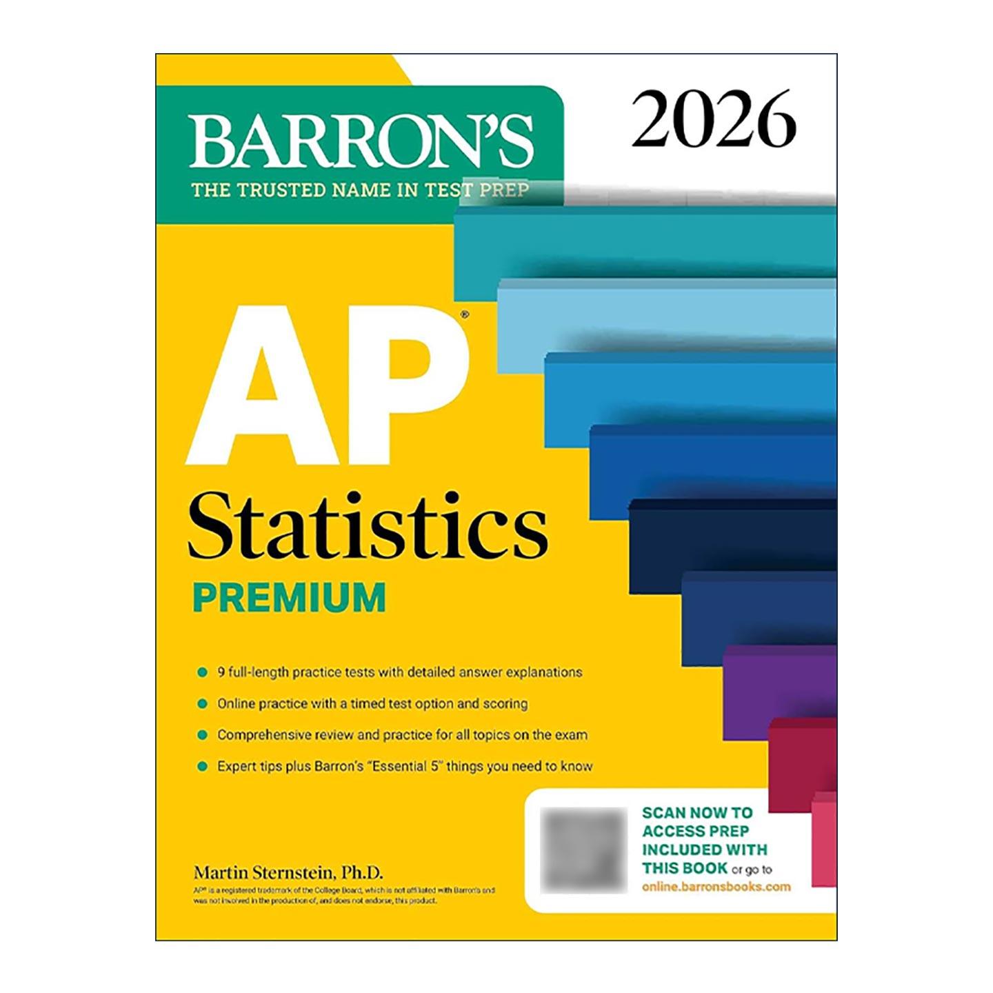 英文原版 AP Statistics Premium 2026 巴朗AP统计学 备考指南 高级版9套题+综合复习+在线练习 英文版 进口英语原版书籍