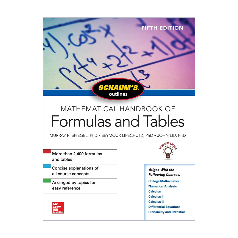 英文原版 Schaum's Outline Mathematical Handbook Formulas Tables 全美经典学习指导系列 数学手册 公式表 第5版 进口英语书籍