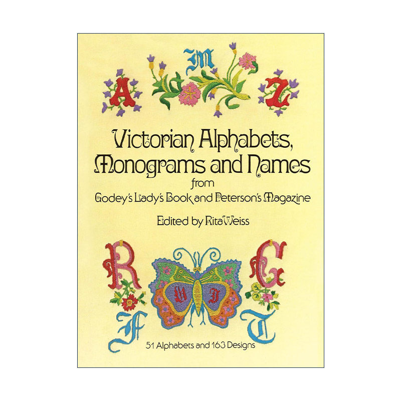 英文原版 Victorian Alphabets  Monograms and Names for Needleworkers 维多利亚时代的字母 花押字和针线工的名字 刺绣针织装饰