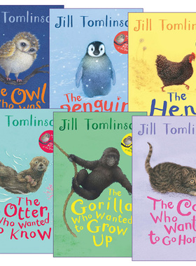 英文原版 Jill Tomlinson 吉尔·汤姆林森动物绘本6册 好奇的企鹅 怕黑的猫头鹰 不肯放弃的母鸡 想家的小猫 英文版 进口原版书籍