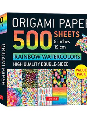英文原版 Origami Paper 500 sheets Rainbow Watercolors 6