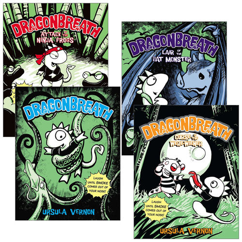 英文原版 Dragonbreath 龙吸系列4册 全彩儿童幽默漫画桥梁章节小说 中小学课外英语读物 英文版 进口英语原版书籍