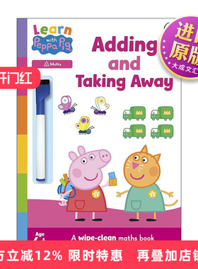 英文原版 Learn with Peppa Adding and Taking Away wipe-clean activity book 和小猪佩奇一起学简单加减法 可擦写活动书 进口
