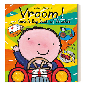 英文原版 Vroom Kevin's Big Book of Vehicles 凯文的汽车大书 精装绘本 儿童图画书 交通工具 Liesbet Slegers 英文版 进口书籍