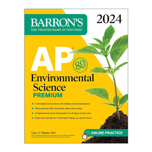 英文原版 AP Environmental Science Premium 2024 巴朗AP环境科学备考指南 高级版 5套题+综合复习+在线练习 进口英语原版书籍