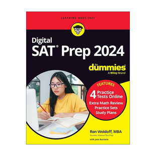 英文原版 SAT Prep 2024 for Dummies With Online Practice 美国SAT备考指南 含在线练习 英文版 进口英语原版书籍
