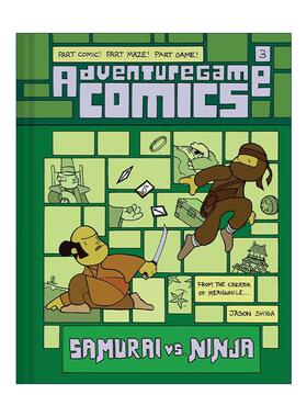 英文原版 Adventuregame Comics Samurai vs Ninja 冒险游戏漫画3 武士大战忍者 儿童互动图像小说 精装 Meanwhile作者Jason Shiga