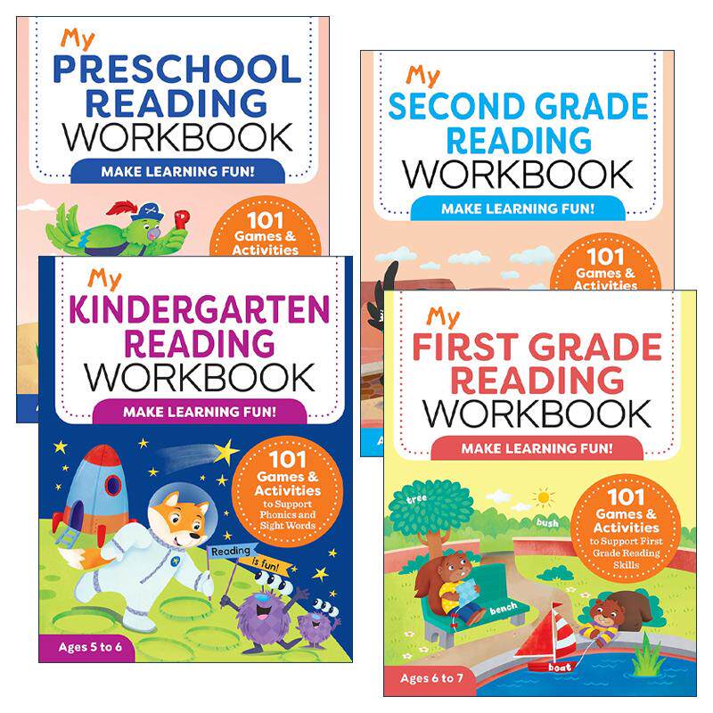 英文原版 My Workbook 我的阅读练习册系列4册 幼儿园/学前/一年级/二年级 101个游戏谜题与活动 儿童STEM教育 英文版 进口原版书