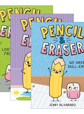 英文原版 Pencil & Eraser精装系列3册 铅笔与橡皮擦系列 儿童章节桥梁故事漫画书 Jenny Alvarado 英文版 进口英语原版书籍