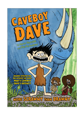 英文原版 Caveboy Dave 01 More Scrawny Than Brawny 洞穴男孩戴夫系列1 骨瘦如柴 儿童幽默恐龙主题漫画 Aaron Reynolds进口书籍