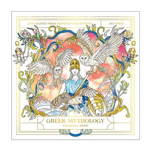 奥林匹斯及其它史诗场景 The Book 英文原版 Jen 进口英语原版 Mythology 英文版 Greek 书籍 Coloring Yoon 希腊神话涂色书