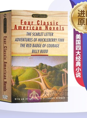 Four Classic American Novels 英文原版 美国四大经典小说 红字 哈克贝利费恩历险记 红色勇气勋章 水手比利巴德 进口英语书籍