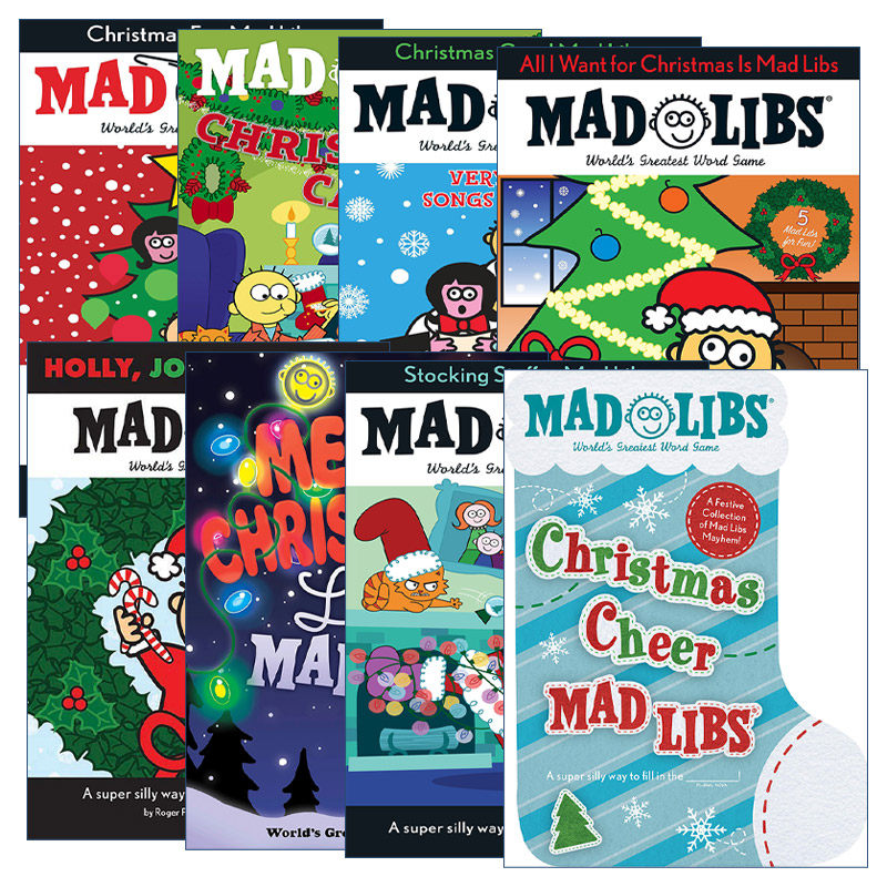 英文原版 Mad Libs-Christmas 圣诞主题系列 8册 疯狂填词游戏 圣诞快乐/欢呼/袜礼物/乐趣/颂歌/贺卡 英文版 进口英语原版书籍