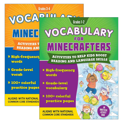 英文原版 Vocabulary for Minecrafters 我的世界 英语词汇书1-4年级 2册 帮助孩子语言技能 非官方手册 英文版 进口英语原版书籍