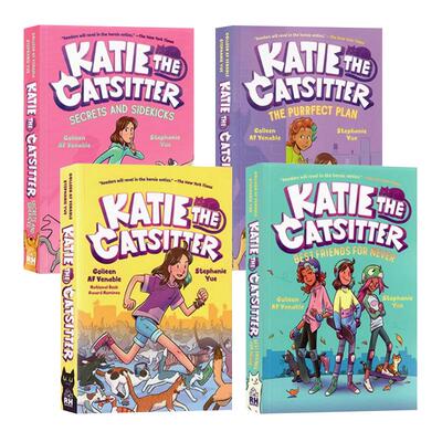 英文原版 Katie the Catsitter 爱猫的凯蒂系列1-4册 全彩漫画绘本图画书 幽默爆笑 适合女孩 小学生英文课外阅读 英文版 进口书籍