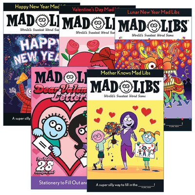 英文原版 Mad Libs-节日主题系列 5册 疯狂填词游戏 农历新年故事/母亲节主题/情人节/新年快乐/情人节的信 英文版 进口原版书籍