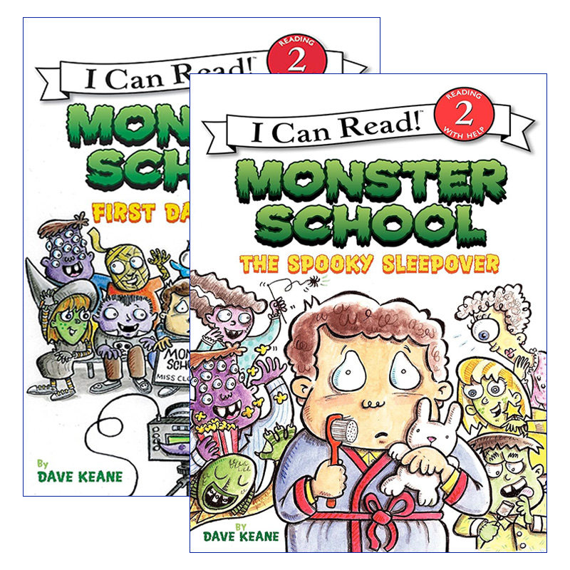 英文原版 Monster School 怪物学校2册 I Can Read level 2分级阅读 幽灵夜宿 上学第一天 英文版 进口英语原版书籍