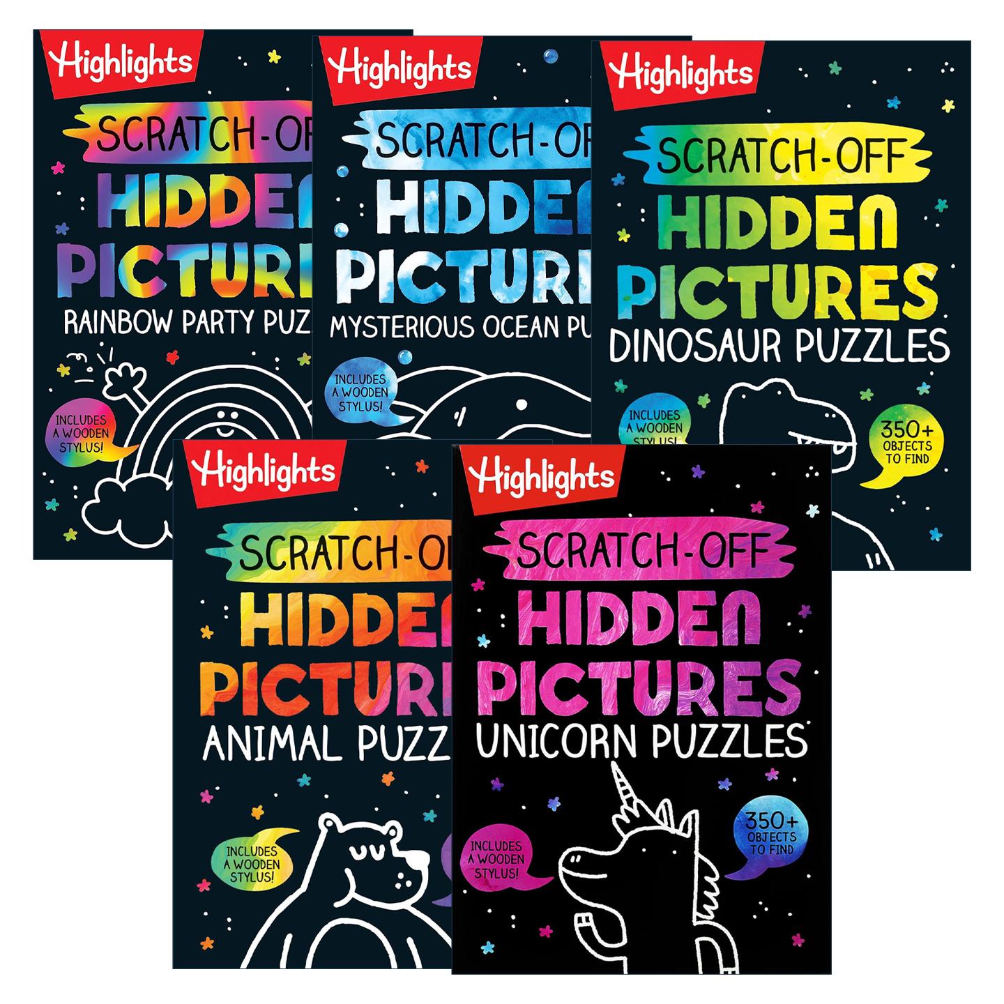 英文原版 Highlights Scratch-Off Activity Books 刮一刮解开隐藏图片中的谜题系列5册 Highlights亮点儿童趣味游戏活动书 进口书