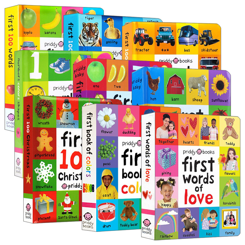 英文原版 First 100 Numbers/Colors Shapes/Farm Words 启蒙认知100词系列9册 幼儿图解词典 绘本纸板书 英文版 进口英语原版书籍