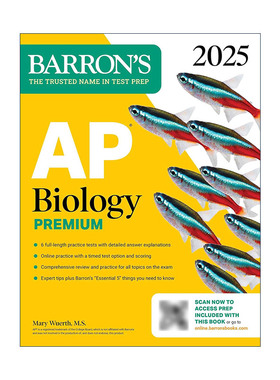 英文原版 AP Biology Premium 2025 巴朗AP生物学高级版 6套题+综合复习+在线练习 英文版 进口英语原版书籍