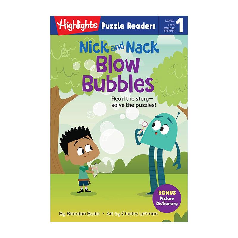 英文原版 Nick and Nack Blow Bubbles Highlights Puzzle Readers Level 1 尼克与纳克系列 吹泡泡 故事与益智谜题 儿童分级读物