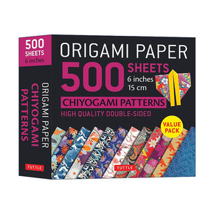 Origami Chiyogami 英文原版 15cm 进口英语原版 500 精美花色和纸 Paper 书籍 Sheets 日本千代纸图案双面折纸500张 Patterns