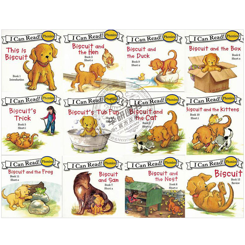 小饼干狗自然拼读12本 英文原版绘本 Biscuit Phonics Fun I Can Read 汪培珽推荐 儿童英语图画书英文版 进口书籍