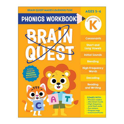 英文原版 Brain Quest Phonics Workbook Kindergarten 大脑任务自然拼读练习册 幼儿园 英文版 进口英语原版书籍